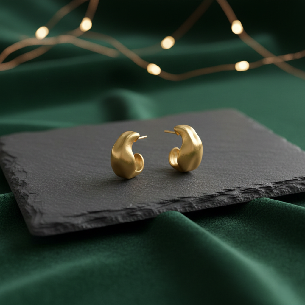 Semi Hoop Earrings - Gold